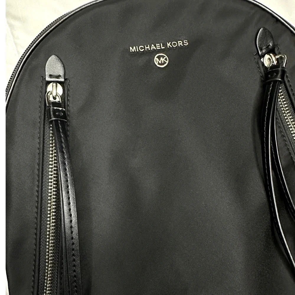 Michael Kors Brooklyn Large Backpack Black/Silver Hardware Chic School‎ MK